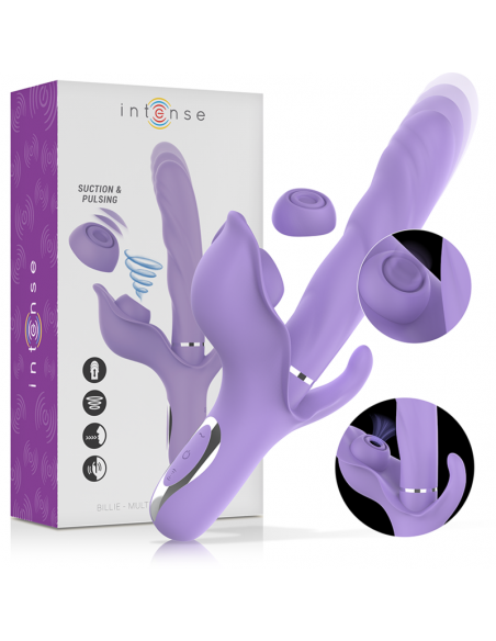 INTENSE BILLIE VIBRADOR MULTIFUNCIoN RECARGABLE SUCCIONADOR CON PULSADOR MORADO