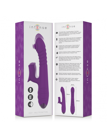 INTENSE IGGY VIBRADOR MULTIFUNCIoN RECARGABLE UP DOWN CON ESTIMULADOR DE CLITORIS MORADO