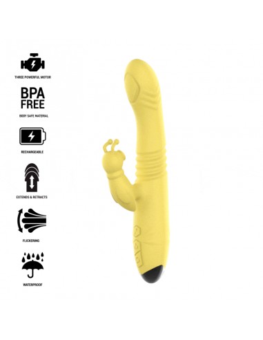 INTENSE TOKY VIBRADOR MULTIFUNCIoN RECARGABLE UP DOWN CON ESTIMULADOR DE CLITORIS AMARILLO