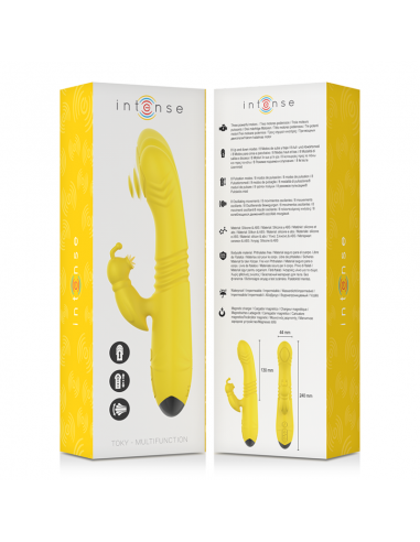 INTENSE TOKY VIBRADOR MULTIFUNCIoN RECARGABLE UP DOWN CON ESTIMULADOR DE CLITORIS AMARILLO