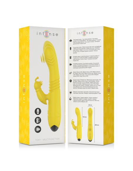 INTENSE TOKY VIBRADOR MULTIFUNCIoN RECARGABLE UP DOWN CON ESTIMULADOR DE CLITORIS AMARILLO