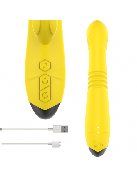 INTENSE TOKY VIBRADOR MULTIFUNCIoN RECARGABLE UP DOWN CON ESTIMULADOR DE CLITORIS AMARILLO