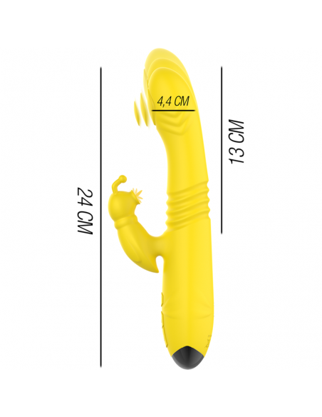 INTENSE TOKY VIBRADOR MULTIFUNCIoN RECARGABLE UP DOWN CON ESTIMULADOR DE CLITORIS AMARILLO