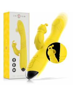 INTENSE TOKY VIBRADOR MULTIFUNCIoN RECARGABLE UP DOWN CON ESTIMULADOR DE CLITORIS AMARILLO