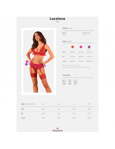 OBSESSIVE LACELOVE SET TRES PIEZAS ROJO XS S