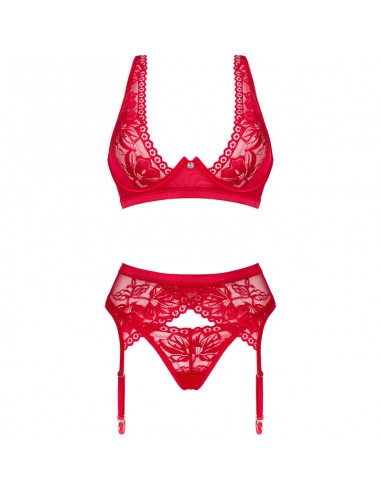 OBSESSIVE LACELOVE SET TRES PIEZAS ROJO XS S