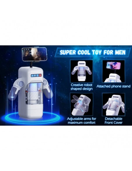 GAME CUP MASTURBADOR MASCULINO CON VIBRACIoN Y FUNCIoN CALOR CON SOPORTE PARA MoVILES NEGRO