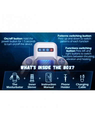 GAME CUP MASTURBADOR MASCULINO CON VIBRACIoN Y FUNCIoN CALOR CON SOPORTE PARA MoVILES NEGRO