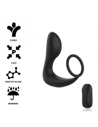 BLACKSILVER MASAJEADOR ANAL CONTROL REMOTO SILICONA RECARGABLE NEGRO