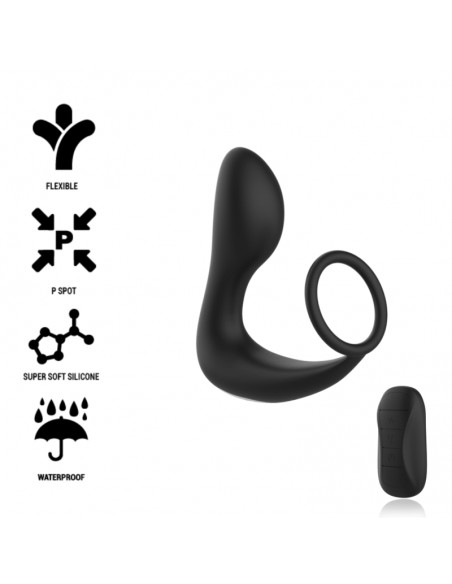 BLACKSILVER MASAJEADOR ANAL CONTROL REMOTO SILICONA RECARGABLE NEGRO