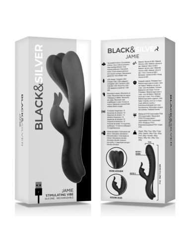 BLACKSILVER JAMIE ESTIMULADOR RABBIT SILICONA RECARGABLE NEGRO