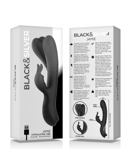 BLACKSILVER JAMIE ESTIMULADOR RABBIT SILICONA RECARGABLE NEGRO