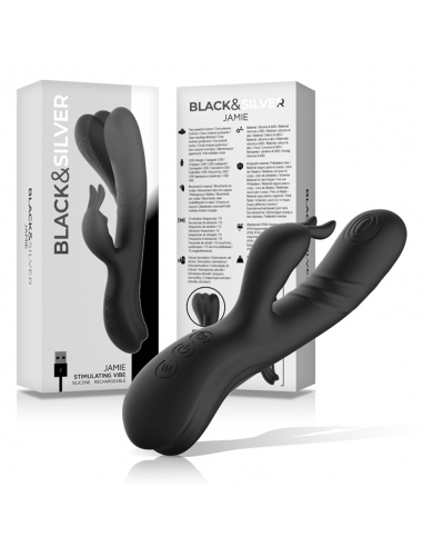 BLACKSILVER JAMIE ESTIMULADOR RABBIT SILICONA RECARGABLE NEGRO