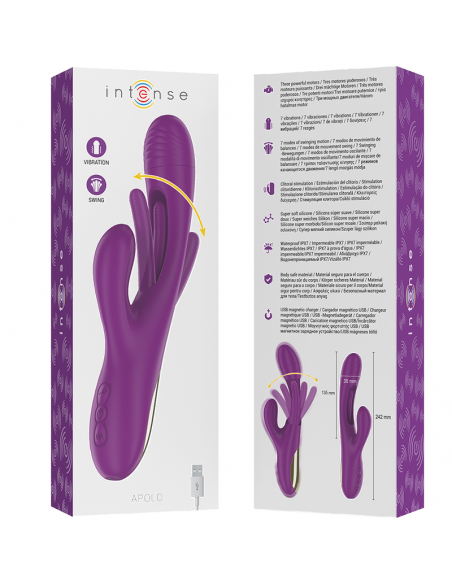 INTENSE APOLO VIBRADOR MULTIFUNCIoN RECARGABLE 7 VIBRACIONES CON LENGUA OSCILANTE MORADO