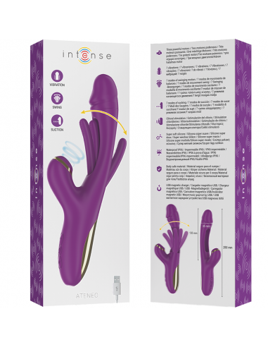INTENSE ATENEO VIBRADOR MULTIFUNCIoN RECARGABLE 7 VIBRACIONES CON LENGUA OSCILANTE Y SUCCIONADOR MORADO