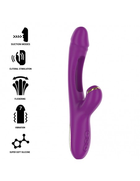 INTENSE ATENEO VIBRADOR MULTIFUNCIoN RECARGABLE 7 VIBRACIONES CON LENGUA OSCILANTE Y SUCCIONADOR MORADO