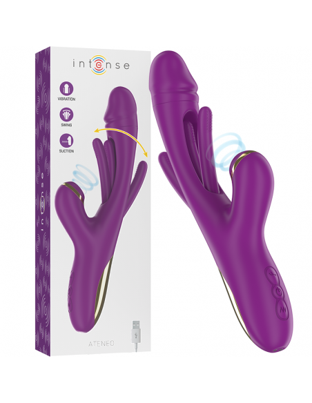 INTENSE ATENEO VIBRADOR MULTIFUNCIoN RECARGABLE 7 VIBRACIONES CON LENGUA OSCILANTE Y SUCCIONADOR MORADO