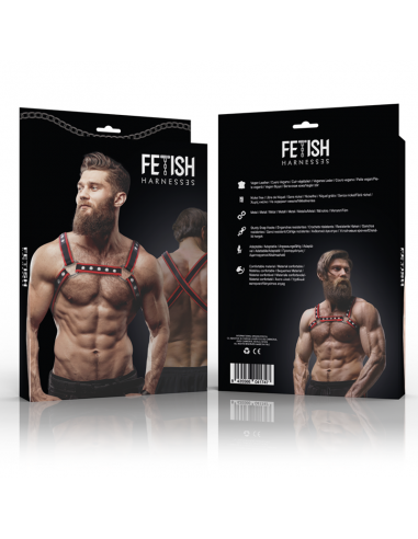 FETISH SUBMISSIVE ATTITUDE ARNeS BULLDOG ECOPIEL PECHO HOMBRE NEGRO ROJO