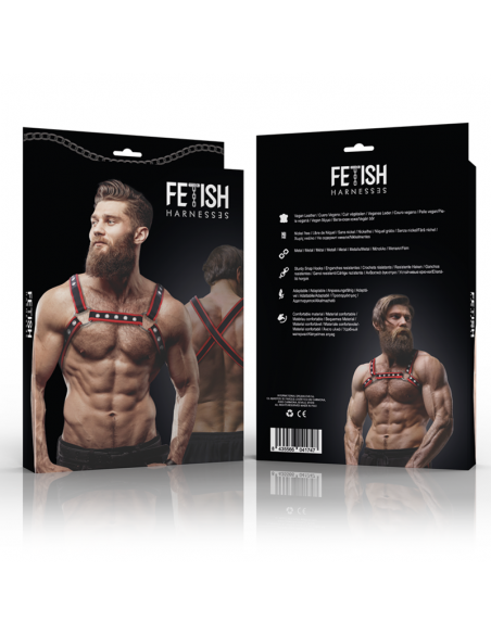 FETISH SUBMISSIVE ATTITUDE ARNeS BULLDOG ECOPIEL PECHO HOMBRE NEGRO ROJO