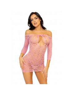 LEG AVENUE MINI VESTIDO HEART NET TALLA uNICA ROSA