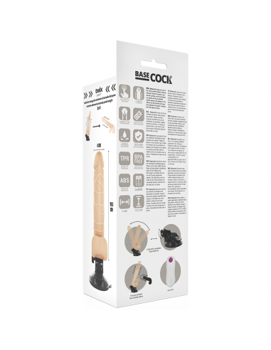 BASECOCK VIBRADOR REALISTICO CONTROL REMOTO NATURAL CON TESTICULOS 195CM