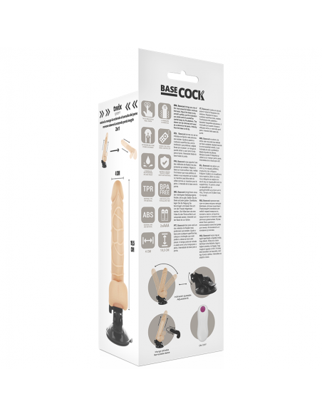 BASECOCK VIBRADOR REALISTICO CONTROL REMOTO NATURAL CON TESTICULOS 195CM