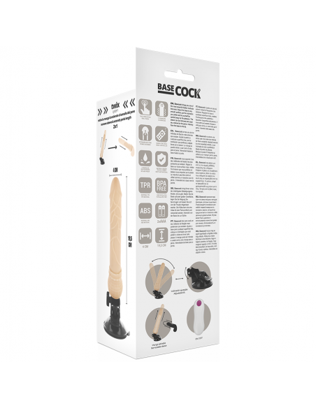 BASECOCK VIBRADOR REALISTICO CONTROL REMOTO NATURAL 195 CM