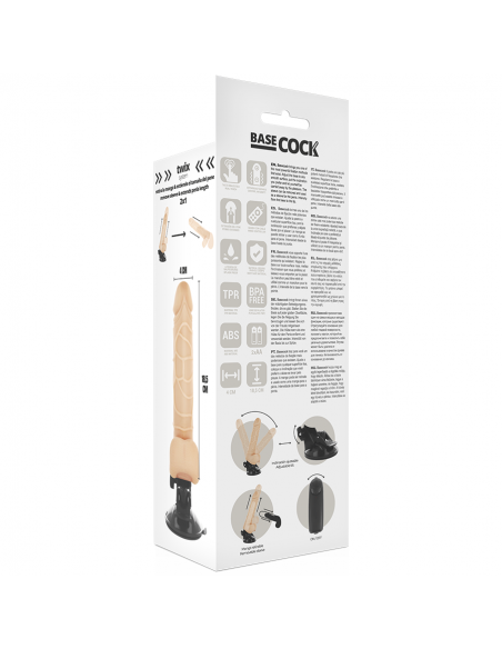 BASECOCK VIBRADOR REALISTICO CONTROL REMOTO NATURAL 185 CM