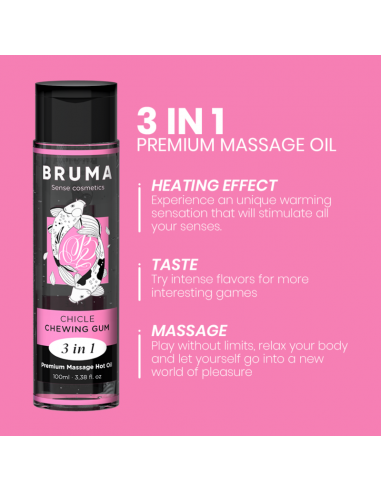 BRUMA ACEITE DE MASAJE PREMIUM EFECTO CALOR SABOR CHICLE 3 EN 1