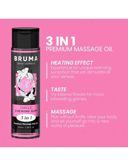 BRUMA ACEITE DE MASAJE PREMIUM EFECTO CALOR SABOR CHICLE 3 EN 1