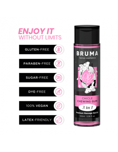 BRUMA ACEITE DE MASAJE PREMIUM EFECTO CALOR SABOR CHICLE 3 EN 1
