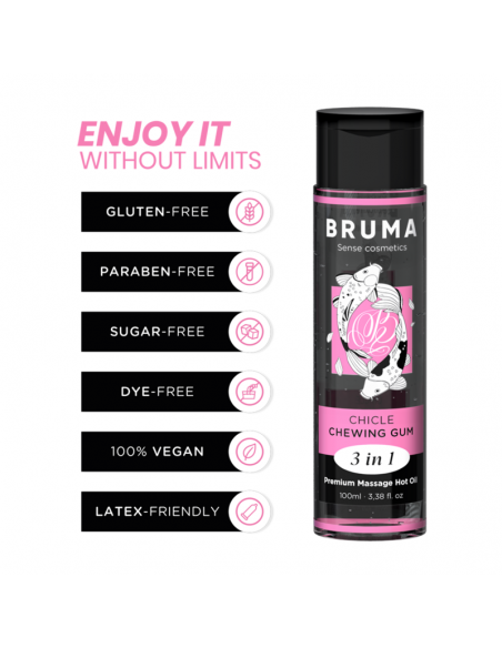 BRUMA ACEITE DE MASAJE PREMIUM EFECTO CALOR SABOR CHICLE 3 EN 1