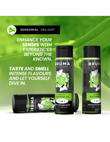 BRUMA ACEITE DE MASAJE PREMIUM EFECTO CALOR SABOR SANDiA 3 EN 1
