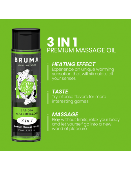 BRUMA ACEITE DE MASAJE PREMIUM EFECTO CALOR SABOR SANDiA 3 EN 1