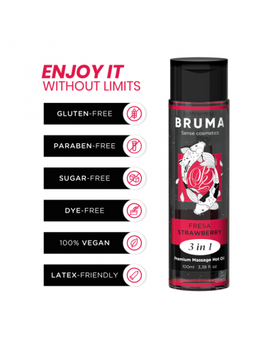 BRUMA ACEITE DE MASAJE PREMIUM EFECTO CALOR SABOR FRESA 3 EN 1