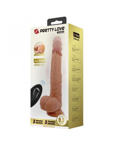 PRETTY LOVE JONATHAN DILDO SILICONA 3 VIBRACIONES 3 MEDIDAS INSERCIoN CONTROL REMOTO 21 CM
