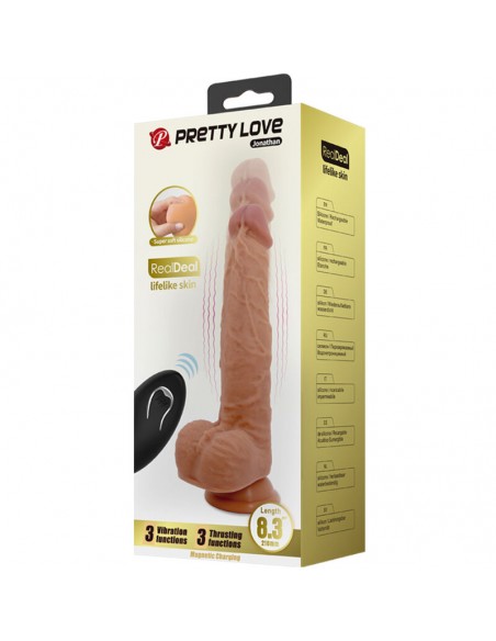 PRETTY LOVE JONATHAN DILDO SILICONA 3 VIBRACIONES 3 MEDIDAS INSERCIoN CONTROL REMOTO 21 CM