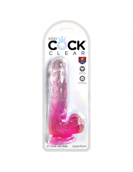 KING COCK CLEAR PENE REALISTICO CON TESTICULOS 135 CM ROSA