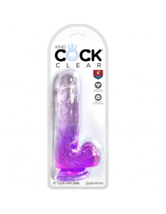 KING COCK CLEAR PENE REALISTICO CON TESTICULOS 135 CM MORADO 2
