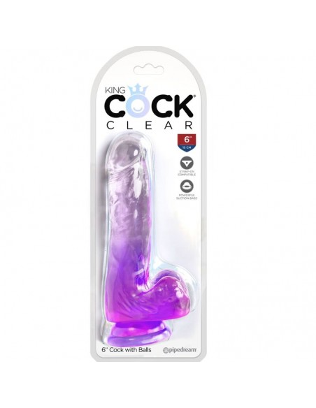 KING COCK CLEAR PENE REALISTICO CON TESTICULOS 135 CM MORADO