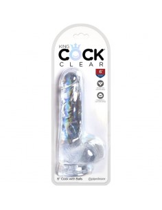 KING COCK CLEAR PENE REALISTICO CON TESTICULOS 135 CM TRANSPARENTE 2