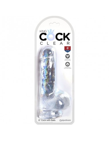 KING COCK CLEAR PENE REALISTICO CON TESTICULOS 135 CM TRANSPARENTE