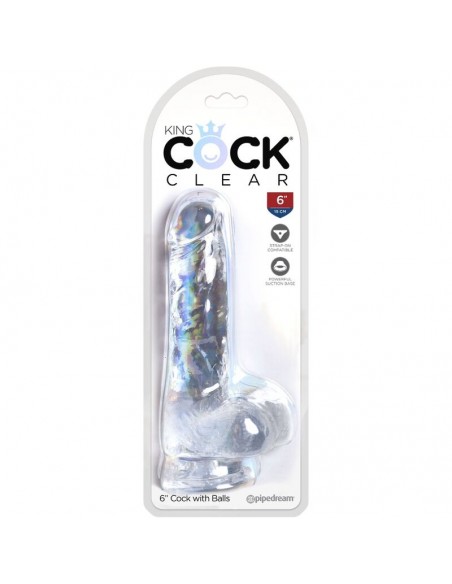 KING COCK CLEAR PENE REALISTICO CON TESTICULOS 135 CM TRANSPARENTE
