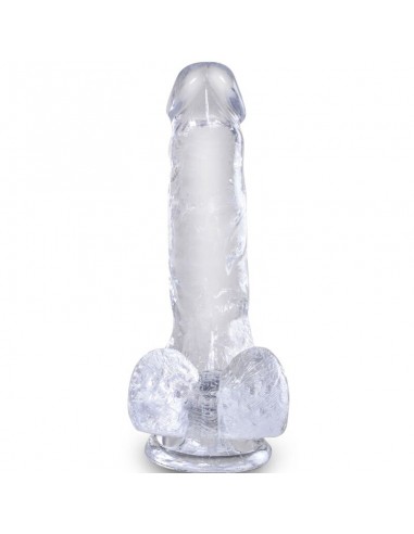 KING COCK CLEAR PENE REALISTICO CON TESTICULOS 135 CM TRANSPARENTE