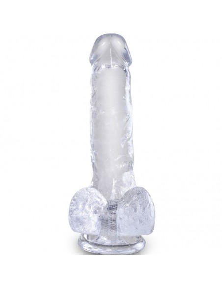 KING COCK CLEAR PENE REALISTICO CON TESTICULOS 135 CM TRANSPARENTE