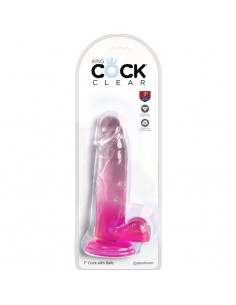 KING COCK CLEAR PENE REALISTICO CON TESTICULOS 152 CM ROSA 2
