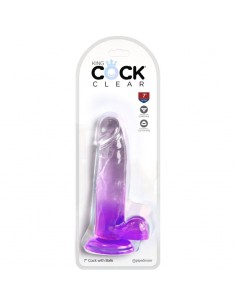 KING COCK CLEAR PENE REALISTICO CON TESTICULOS 152 CM MORADO 2