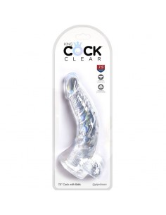 KING COCK CLEAR PENE REALISTICO CURVADO CON TESTICULOS 165 CM TRANSPARENTE 2