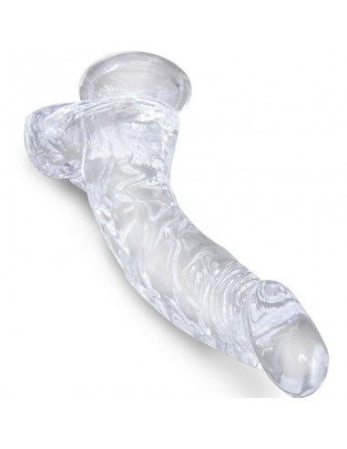 KING COCK CLEAR PENE REALISTICO CURVADO CON TESTICULOS 165 CM TRANSPARENTE