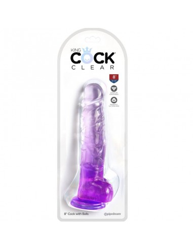 KING COCK CLEAR PENE REALISTICO CON TESTICULOS 165 CM MORADO